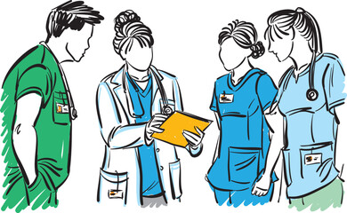 doctors together talking vector illustration