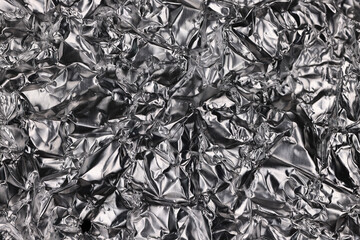 crumpled foil abstract background black and white silver effect
