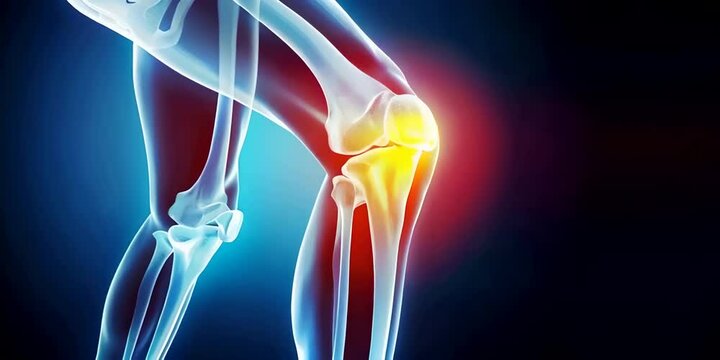 closeup of the knee joint with an X ray effect highlighting areas where special attention is needed