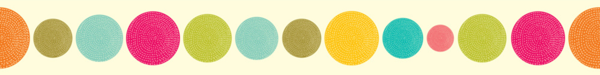 Cute polka dots. Abstract seamless horizontal border.  Can be used in textile industry, paper, background, scrapbooking.