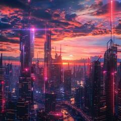 Fototapeta premium city at sunset