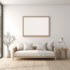 Modern Living Room with White Sofa and Wooden Floor