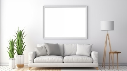 Two-Tone Living Room with Frame Mockup