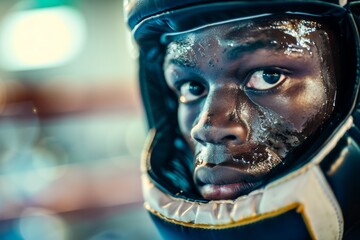 Focused Professional Boxer Wearing a Custom Fitted Mouthguard in the Boxing Ring
