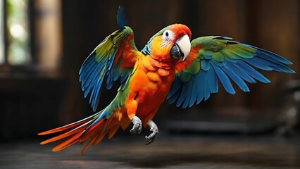 Macaw parrot flying