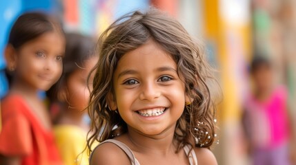 Smiling girl on blurred background
