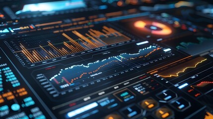 Fototapeta premium Futuristic Holographic Display Visualizing Real Time Changes in Market Index