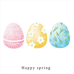 hand paint of cute easter egg ,spring element clipart for decoration