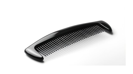 A sleek black hair comb with fine teeth, positioned against a solid white background, showcasing its versatility and effectiveness in detangling and styling hair.