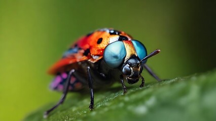 Naklejka premium Close up of an colorful insect on the leaf