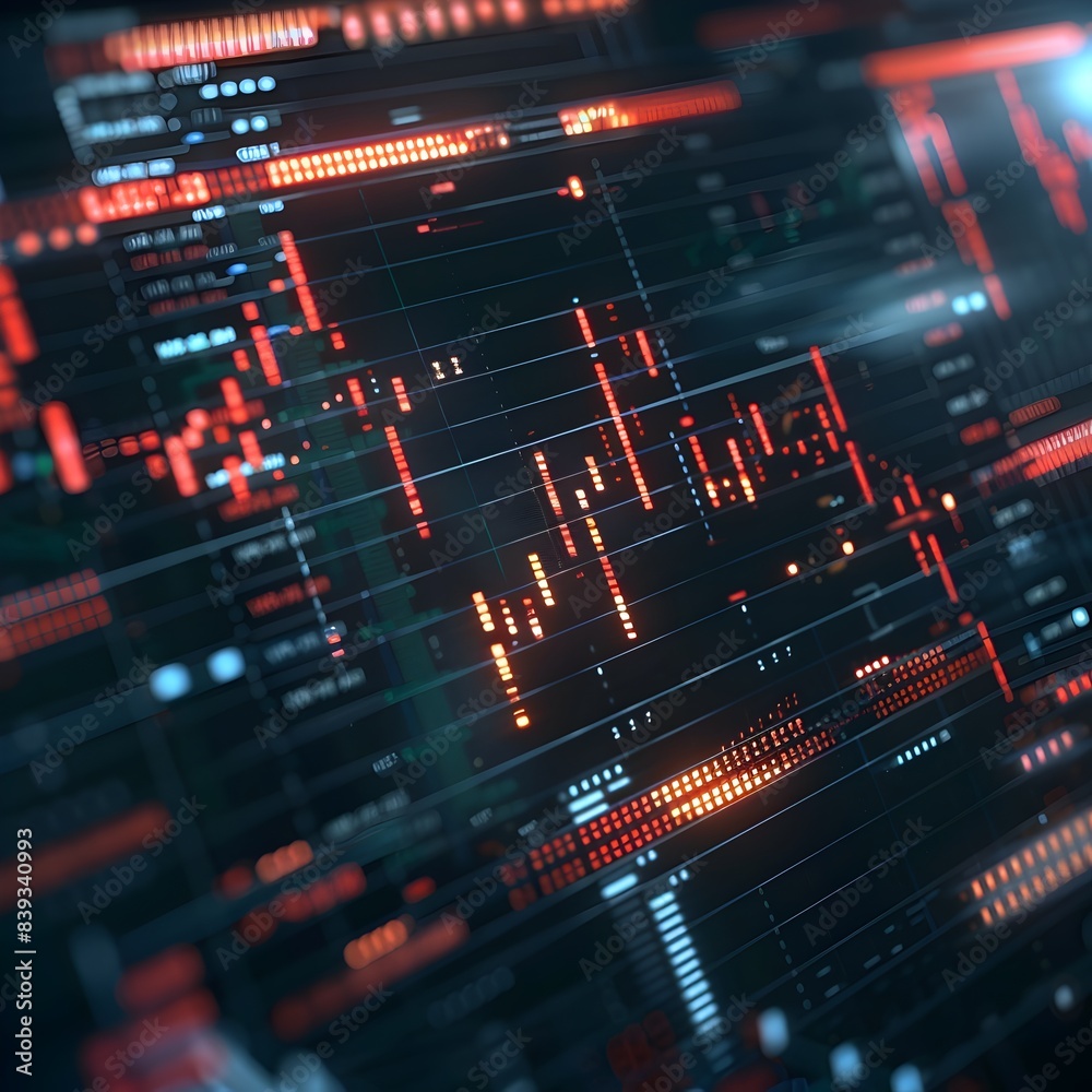 Poster close up of a trader s computer screen analyzing index futures in a futuristic digital finance