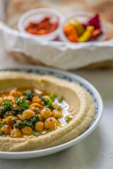 humus plate on the table vegetarian food middle east food