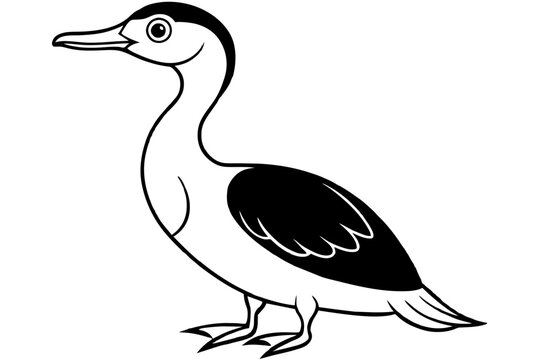 recommend clip art: cormorant bird line art silhouette vector illustration