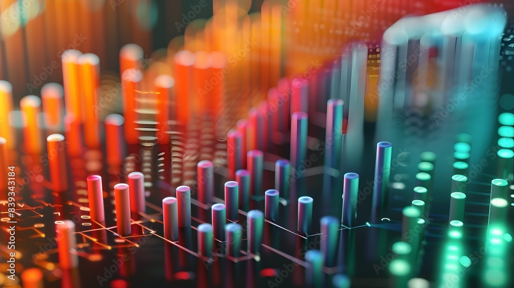 Poster interactive 3d data visualization comparing market index performance over time