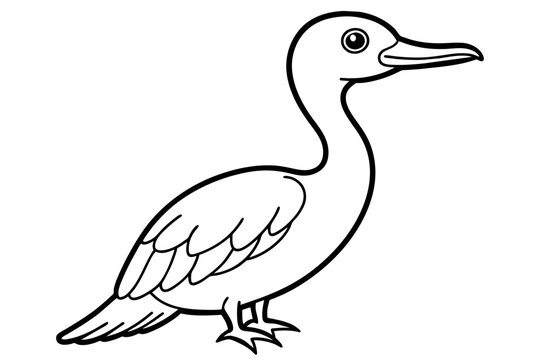 recommend clip art: cormorant bird line art silhouette vector illustration
