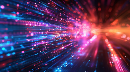 Naklejka premium Vibrant colorful abstract light streaks creating a dynamic pattern of motion, perfect for technology, digital art, and futuristic concepts.