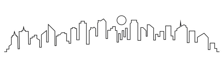 Modern cityscape  one line vector illustration drawing