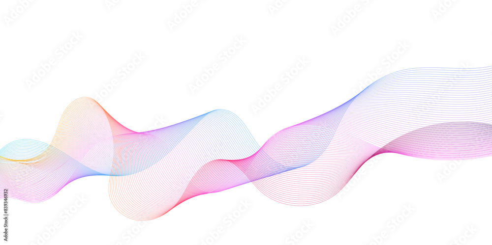 Poster vector glowing colorful blue, pink wavy tech lines modern abstract background. technology wave lines