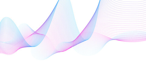 Vector glowing colorful blue, pink wavy tech lines modern abstract background. Technology wave lines with swirl, frequency sound wave, twisted curve lines with blend effect.