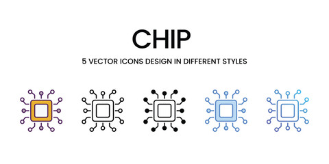 Chip icons vector set stock illustration.