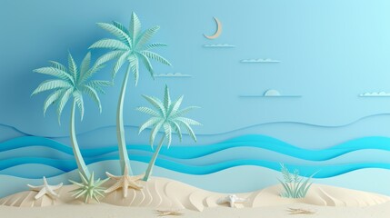 Tropical Beach Papercraft