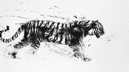 Chinese style ink painting tiger