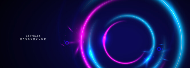 Abstract futuristic background with circular glowing lines. Vector illustration. © kanpisut