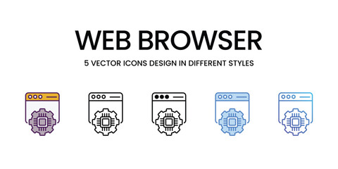 Web Browser icons vector set stock illustration.