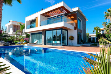Fototapeta premium modern and luxurious villa with pool