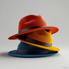 Fototapeta premium cinema 4d style,Hat clips, bold use of color, white background, soft lightning