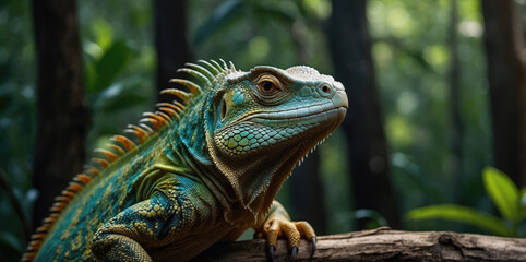 Fototapeta premium photo Exotic Reptile of iguana with various colors of nature