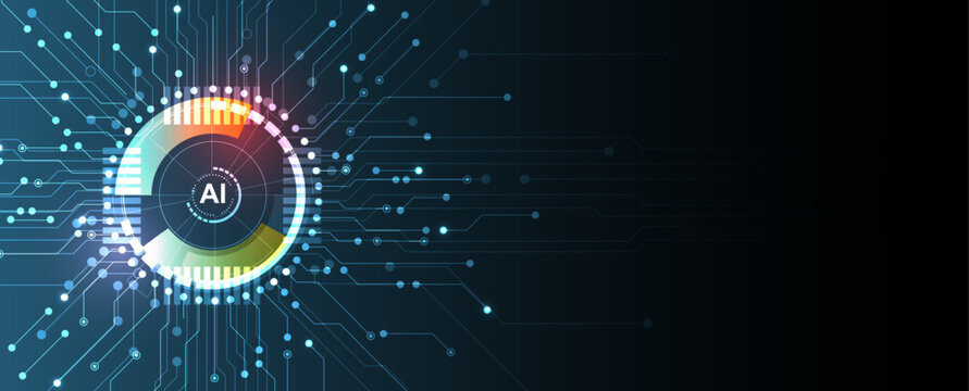 Abstract Artificial intelligence. Cloud computing. Machine learning. Technology web background. Virtual concept futuristic background. Vector art.