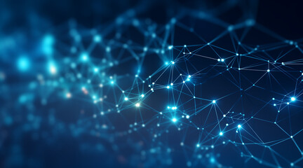 Abstract Network Connections with Blue-Toned Dots and Lines