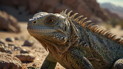 Obraz premium photo Exotic Reptile of iguana with various colors of nature