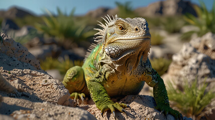 Obraz premium photo Exotic Reptile of iguana with various colors of nature