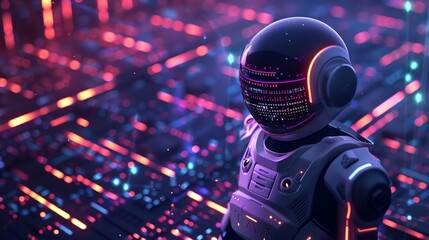 AI-powered assistant helping with data analysis, sleek interface and advanced tech, innovative and efficient