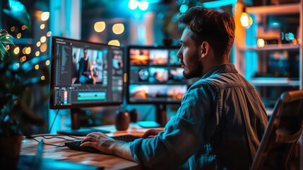 Fototapeta premium Creative cloud interface for photo editing, professional working on a project, vibrant and dynamic workspace