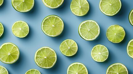 Fototapeta premium vibrant composition of freshly cut limes arranged in visually appealing pattern food photography still life illustration
