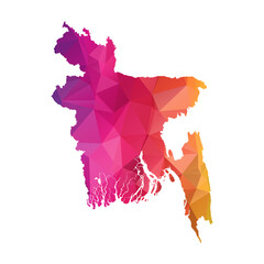 Abstract Polygon Map - Vector illustration Low Poly Color Rainbow Bangladesh map of isolated. Vector Eps 10.