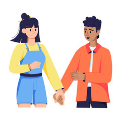 Get this flat illustration of an interracial couple 