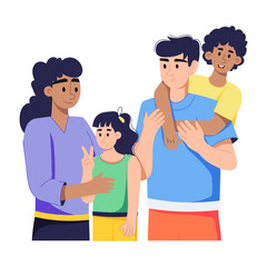 A well-designed flat illustration of interracial family 