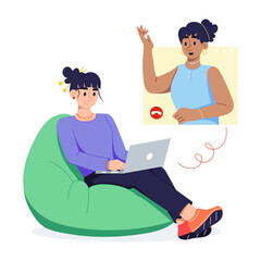 Grab this flat illustration of online meeting 