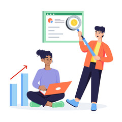 Modern flat illustration of a diverse sales team 