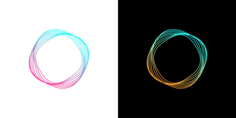 Abstract oval line logo geometric circle background shape icon vector