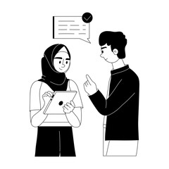 Obraz premium Here’s a glyph illustration depicting team discussion 
