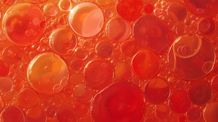 Macro of vibrant red orange oil and water mixture