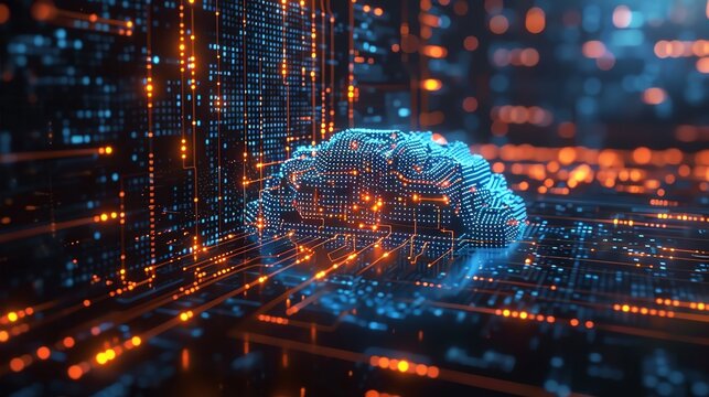 Machine learning model being developed, detailed coding and data visualization, focused and high-tech atmosphere