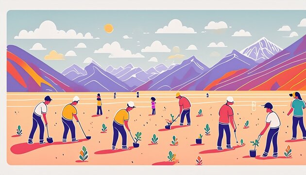 Voluntarios reforestando, plantando &aacute;rboles