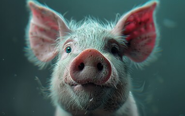 A close-up of a piglets face