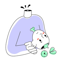 Easy to use doodle mini illustration of depression 